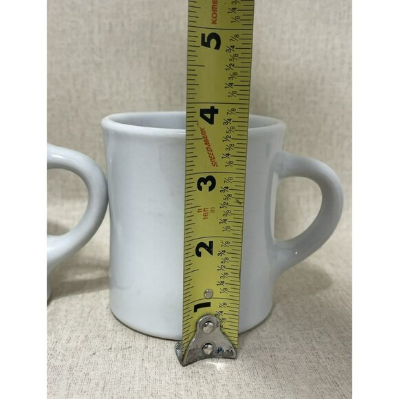 VTG REGO White Heavy Restaurant Ware Coffee Mug Cup Set Of 2 Chunky Chubby - Picture 2 of 11